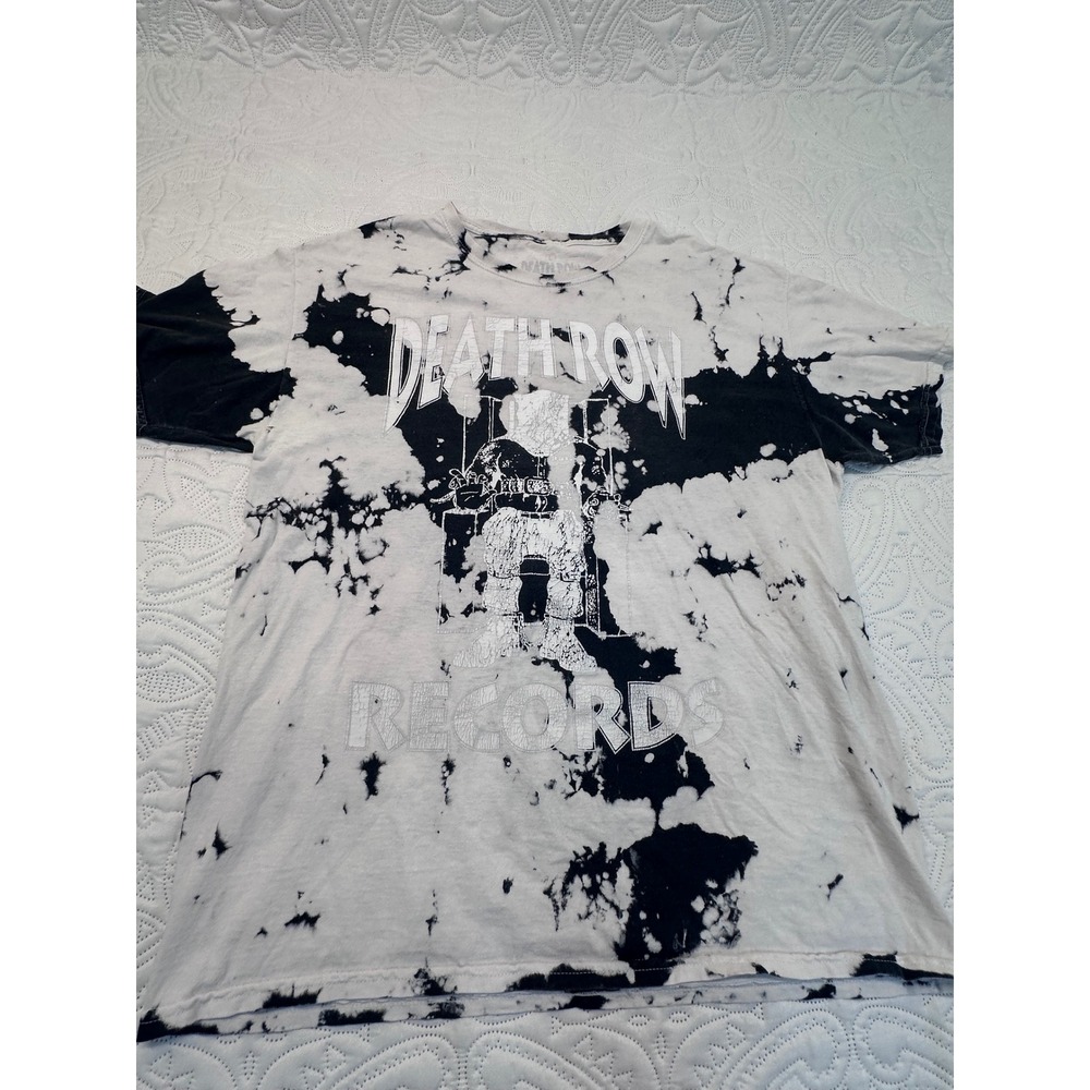 Death Row Records Tie Dye Graphic T-Shirt Black White Hip Hop Tee Large
